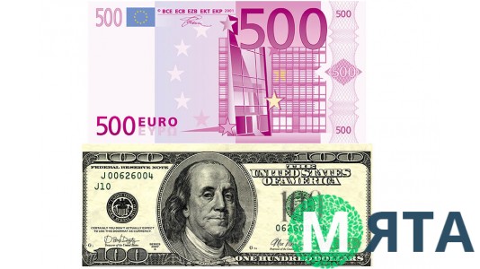 Картинка Долари та євро (2 купюри)