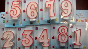 Свічки цифри у червоному контурі