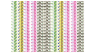 Їстівна картинка Долари та євро для капкейків Їстівна картинка Долари та євро для капкейків