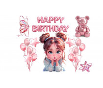 Їстівна картинка Happy Birthday Дівчинка Свічка