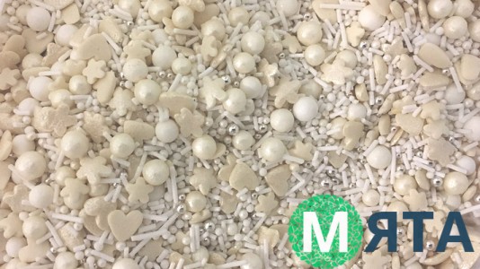 Цукрове посипання Мікс з кульками №1. Білий