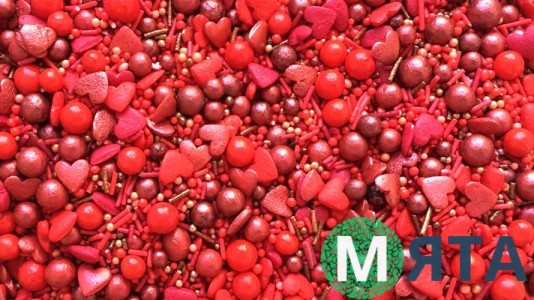 Цукрове посипання Мікс з кульками №7. червоний