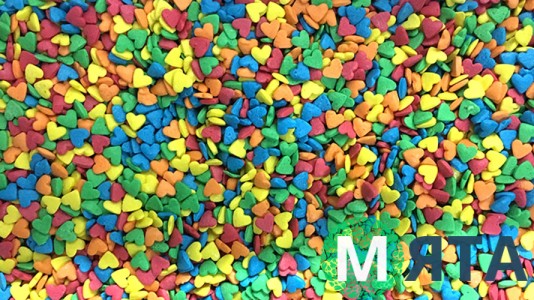 Цукрове посипання Серця №1 різнокольорові