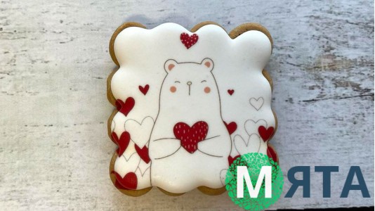 Пряник квадратний, Ведмідь із серцями