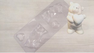 Молд для шоколаду та мастики 3Д Ведмедик з серцем