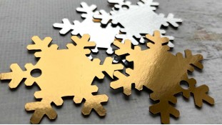 Бірка Сніжинка, картон золото/срібло Бірка Сніжинка, картон золото/срібло