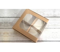 Коробка для десертів 20х20х6 см, крафт