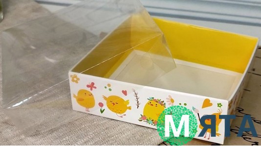 Коробка для пряників 12х12х3 см, Курчата