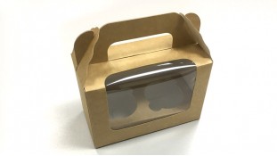 Коробка на 2 капкейки з ручкою, Крафт