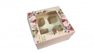 Коробка на 4 капкейки, Весняна