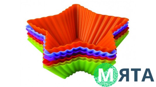 Набір порційних силіконових форм Кошичок-Зірочка. 10 штук