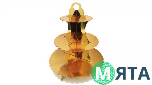 Підставка для капкейків 3-ярусна, золота