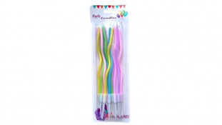 Свічки для торта різнокольорові кручені №5, 12 шт