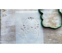 Вирубка + трафарет Тигреня в чашці