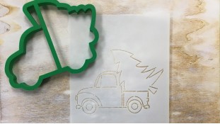 Вирубка + трафарет Машина з ялинкою Вирубка + трафарет Машина з ялинкою