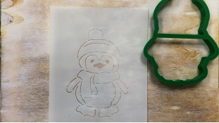 Вирубка + трафарет Пінгвін
