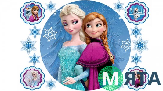 Холодное сердце для круглого торта и капкейков