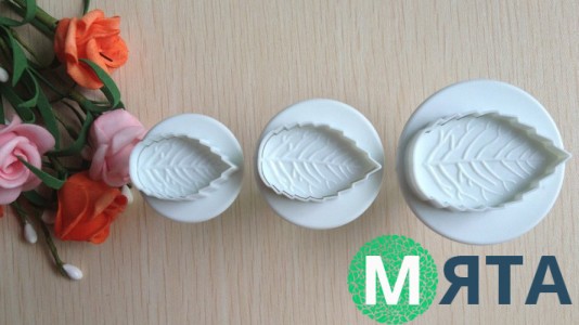 Плунжеры для мастики Листья розы. 3 штуки