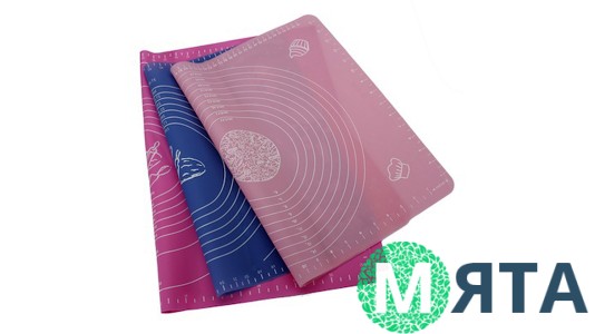 Силиконовый коврик для раскатки и выпечки с белой разметкой. Большой