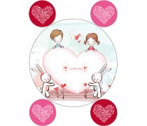 Круглая картинка для тортов День Влюбленных 