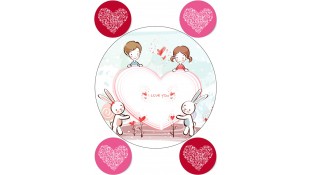 Круглая картинка для тортов День Влюбленных 