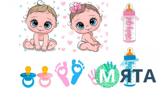 Съедобная картинка Детки (гендерный торт)