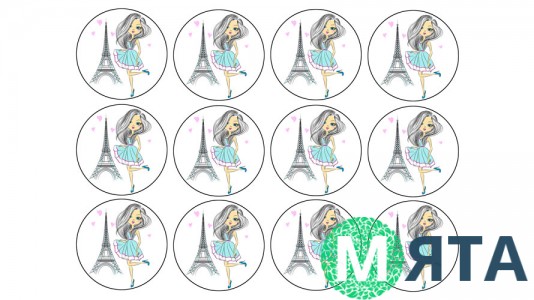  Съедобная картинка "Девушка в Париже" 1