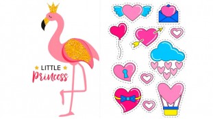 Съедобная картинка с Фламинго +сердечки