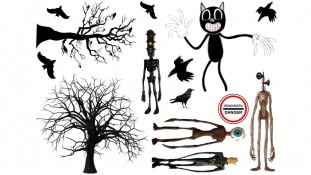 Съедобная картинка Сиреноголовый и картун кет