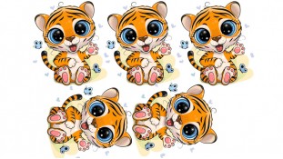 Новогодняя картинка Тигр 10 к вырубке 92113