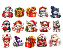 Съедобная картинка  Новогодняя картинка зверята