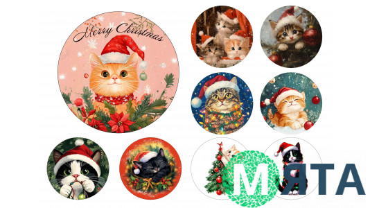Съедобная картинка для Бенто Новогодние коты