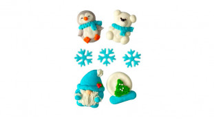 Набор сахарных украшений Новогодний голубой 2Д