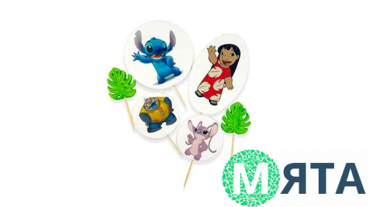 Набор сахарных топперов Стич и Энджел