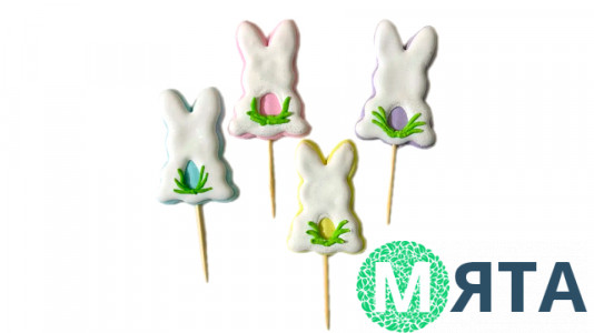 Сахарный топпер Пасхальный Зайчик микс, 1 шт