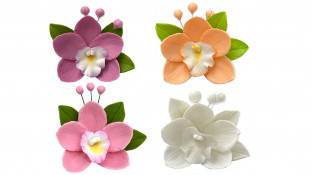 Сахарное украшение Орхидея с листочками