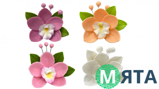 Сахарное украшение Орхидея с листочками