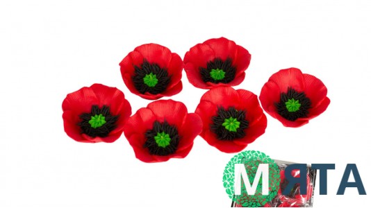 Сахарный декор Маки, 6 шт