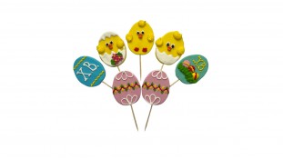 Набор сахарных топперов "Цыплята с яйцами"