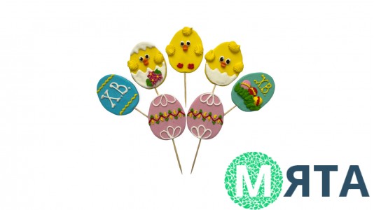 Набор сахарных топперов "Цыплята с яйцами"