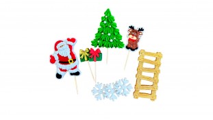 Набор сахарных топперов Новогодний с лесенкой Набор сахарных топперов Новогодний с лесенкой