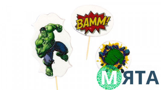 Набор сахарных топперов Зеленый человек