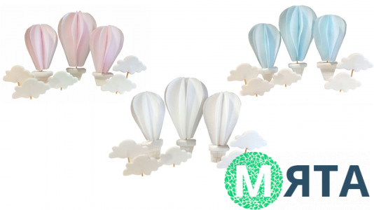 Набор вафельного декора Воздушные шары с облаками