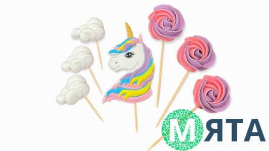 Сахарный декор Единорог и облака