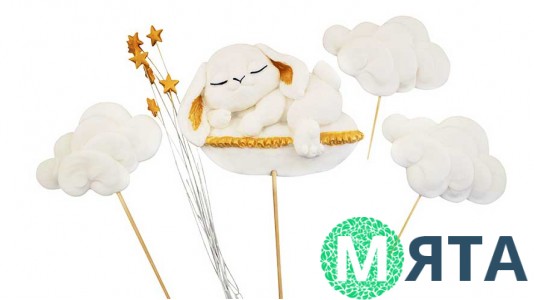 Сахарный декор Зайка на облаках