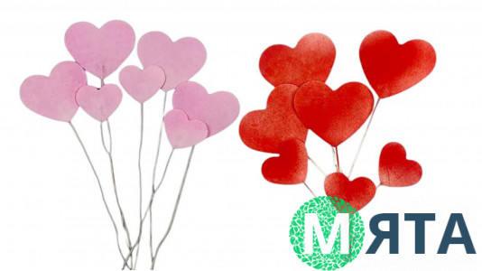 Вафельный декор Сердечки на проволоке, 7 шт