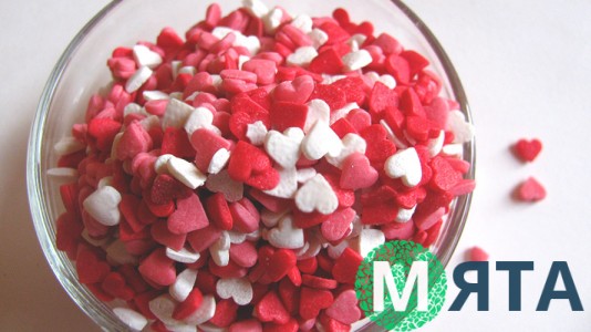 Сахарная посыпка Сердечки №5 красно-белые-розовые