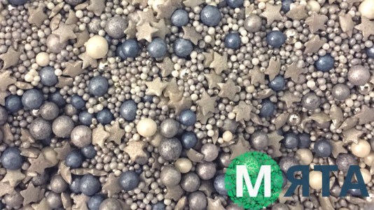 Сахарная посыпка Микс с шариками №2. Серебряный