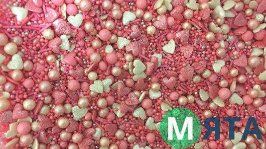 Сахарная посыпка Микс с шариками №4. Розовый
