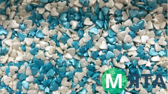 Сахарная посыпка перламутровая, Микс №3 Сердца-Звезды